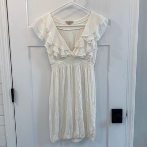 Forever 21 sheer ruffle dress, cream, size M